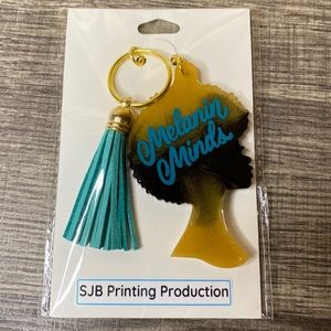 SJB Custom Resin "Melanin Minds" Keychain with Tassel